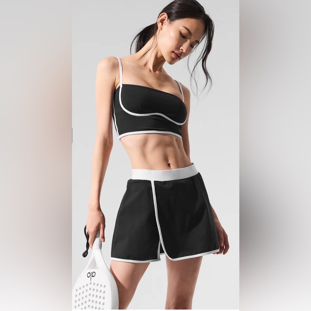 ALO Yoga Airbrush Streamlined Lined Mini Skirt Black/White Size M
